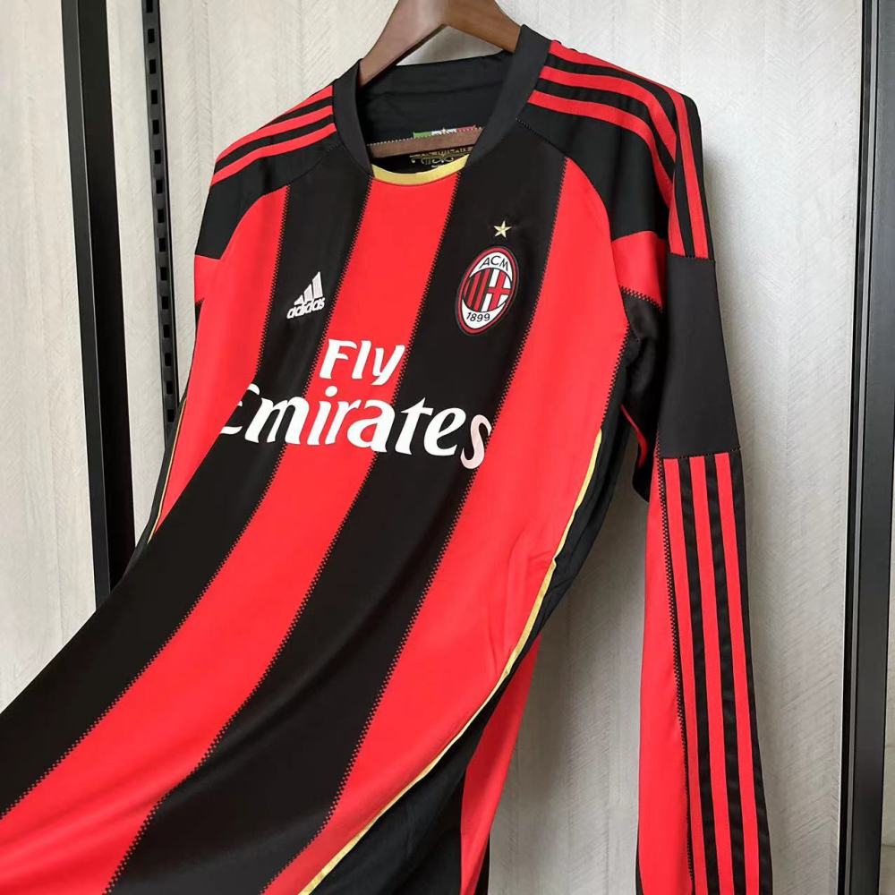 Retro AC Milan 10/11 Long Sleeve Home jersey Fan Version