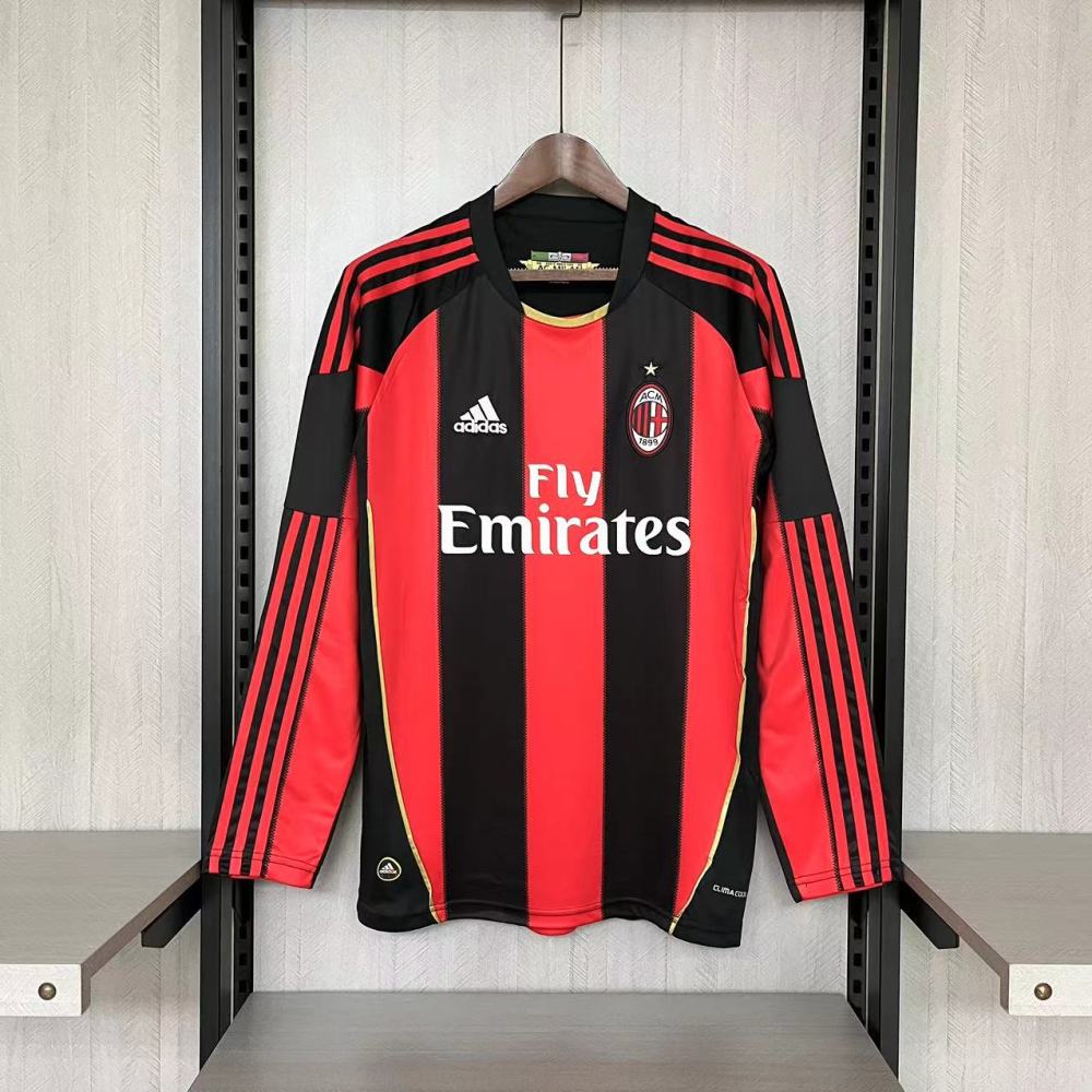 Retro AC Milan 10/11 Long Sleeve Home jersey Fan Version