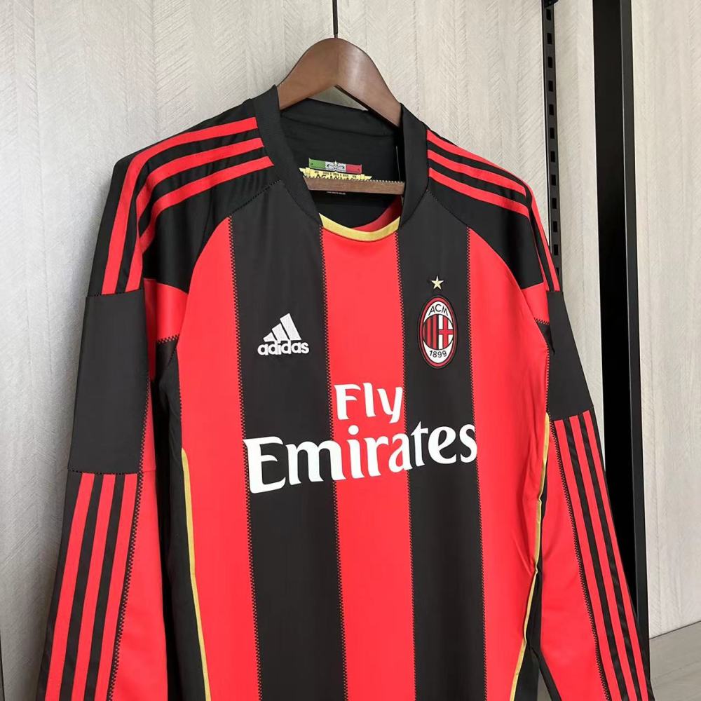 Retro AC Milan 10/11 Long Sleeve Home jersey Fan Version