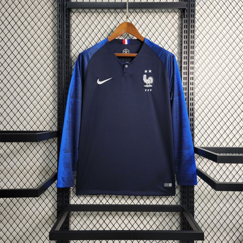 Retro France 2018 Home Long Sleeves jersey Fan Version