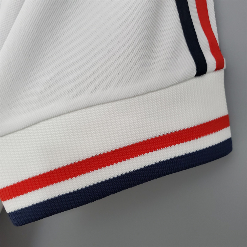Retro France 1998 Away Jersey cuff detail showing ribbed trim in France national colors