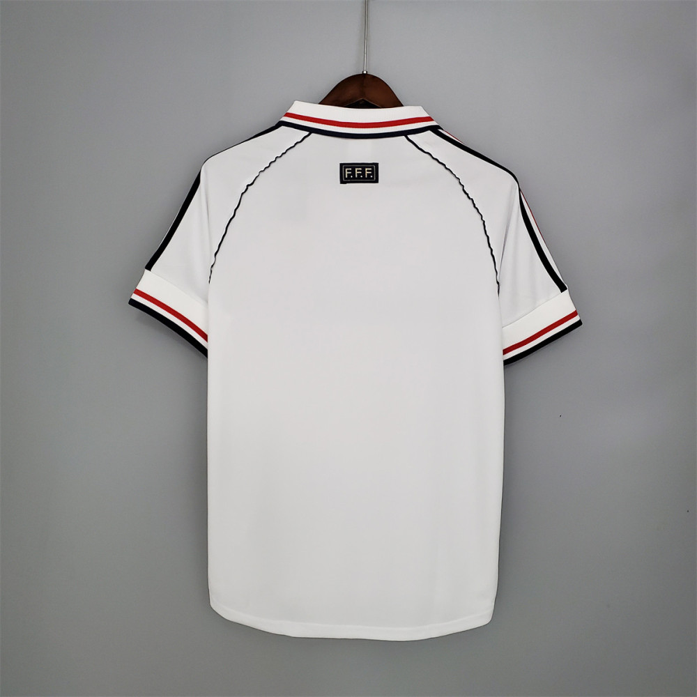 Retro France 1998 Away Jersey fan version back view, clean white design with FFF detail on upper back
