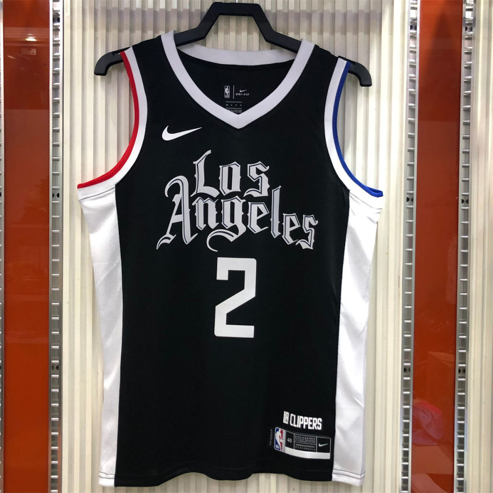 NBA Los Angeles Clippers V neck Black Jersey LEONARD#2 S-XXL
