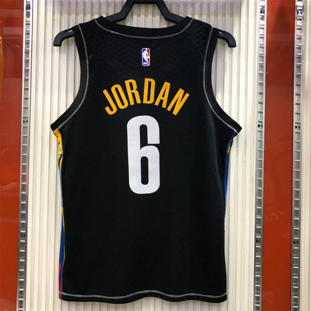 NBA Brooklyn Nets V neck Black Jersey JORDAN#6 S-XXL