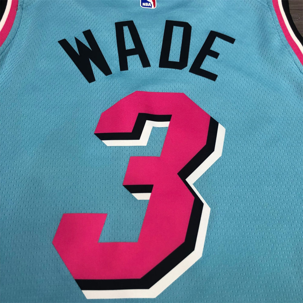 NBA Miami Hearts round neck Light Blue Jersey WADE#3 S-XXL