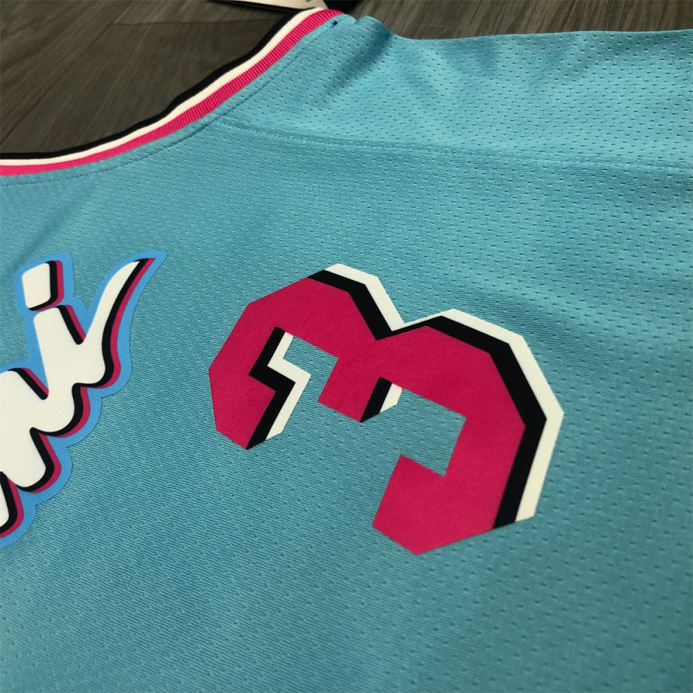 NBA Miami Hearts round neck Light Blue Jersey WADE#3 S-XXL