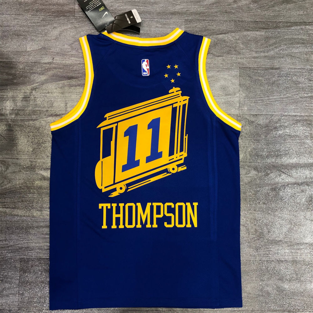 NBA Golden State Warriors Round neck Blue Jersey THOMPSON#11 S-XXL