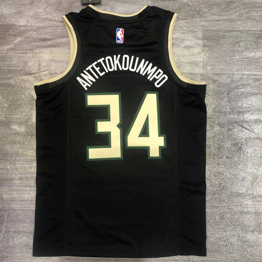 NBA Milwaukee Bucks V neck Black jersey ANTETOKOUNMPO#34 S-XXL