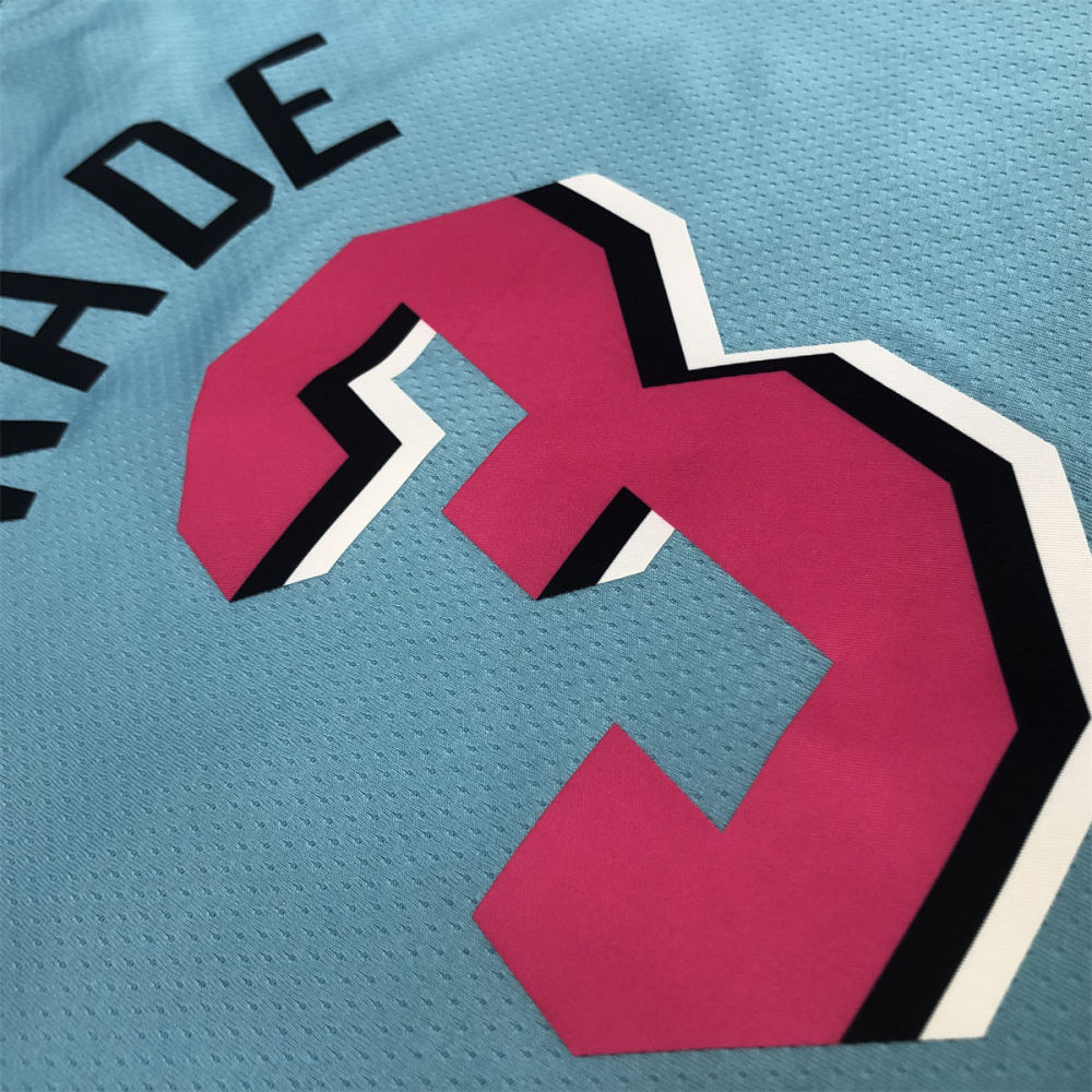 NBA Miami Hearts round neck Light Blue Jersey WADE#3 S-XXL