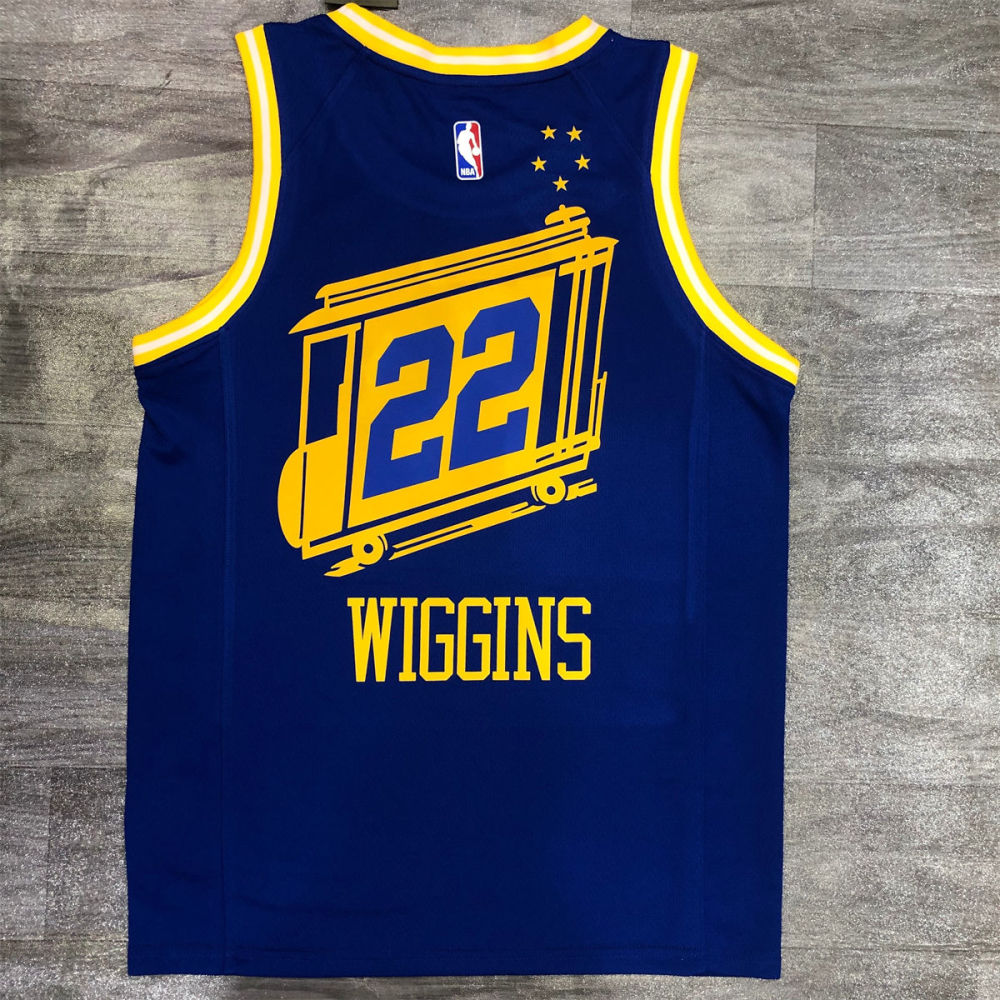NBA Golden State Warriors Round neck Blue Jersey WIGGINS#22 S-XXL