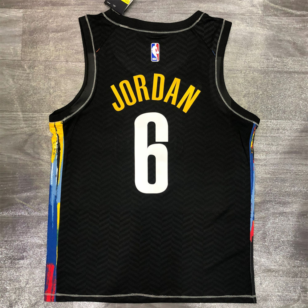 NBA Brooklyn Nets V neck Black Jersey JORDAN#6 S-XXL