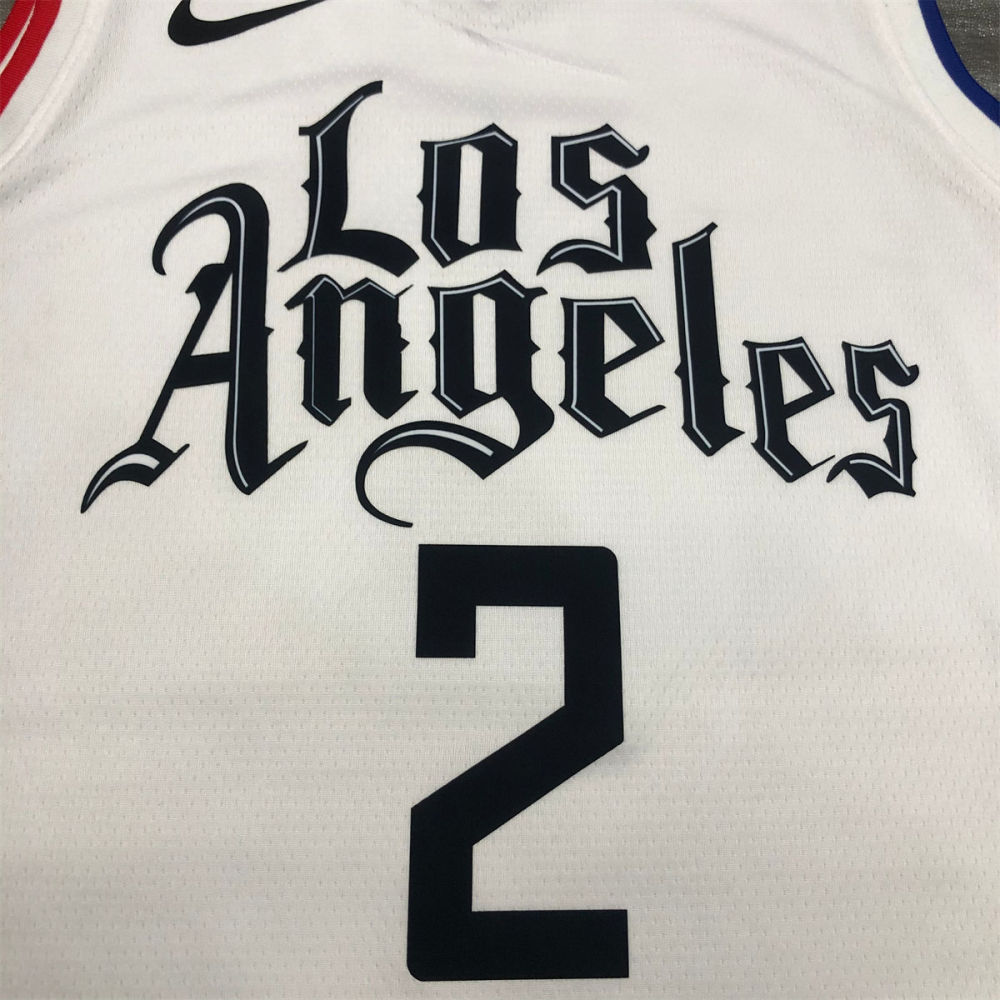 NBA Los Angeles Clippers V neck White Jersey LEONARD#2 S-XXL