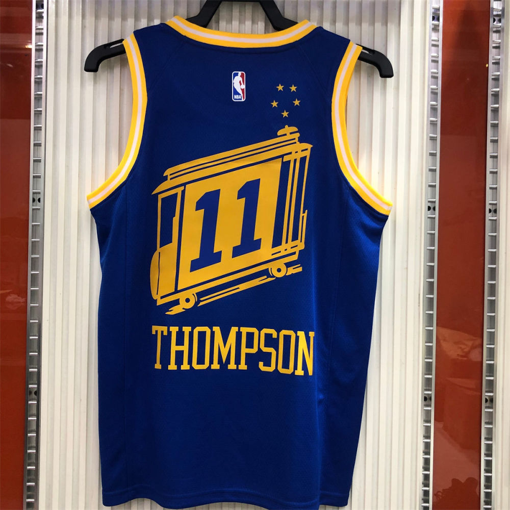 NBA Golden State Warriors Round neck Blue Jersey THOMPSON#11 S-XXL