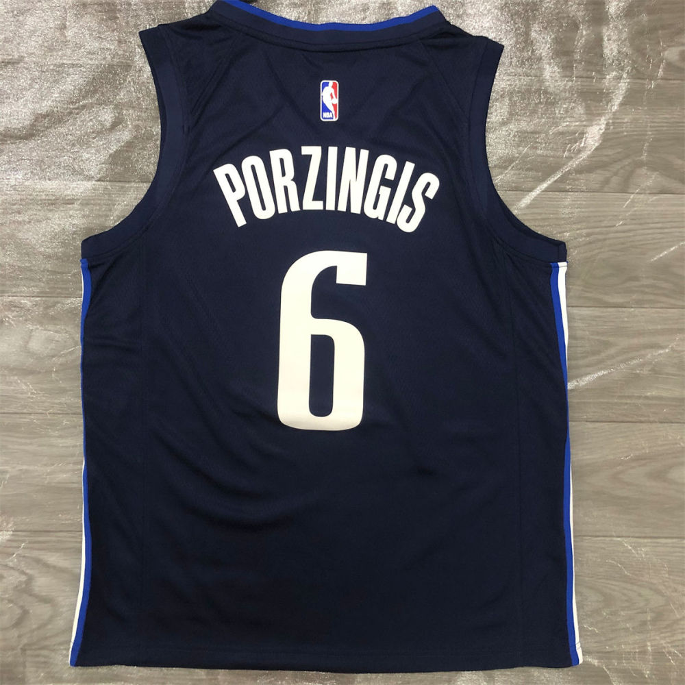 NBA Dallas Mavericks V Neck Royal Blue Jersey PORZINGIS#6 S-XXL