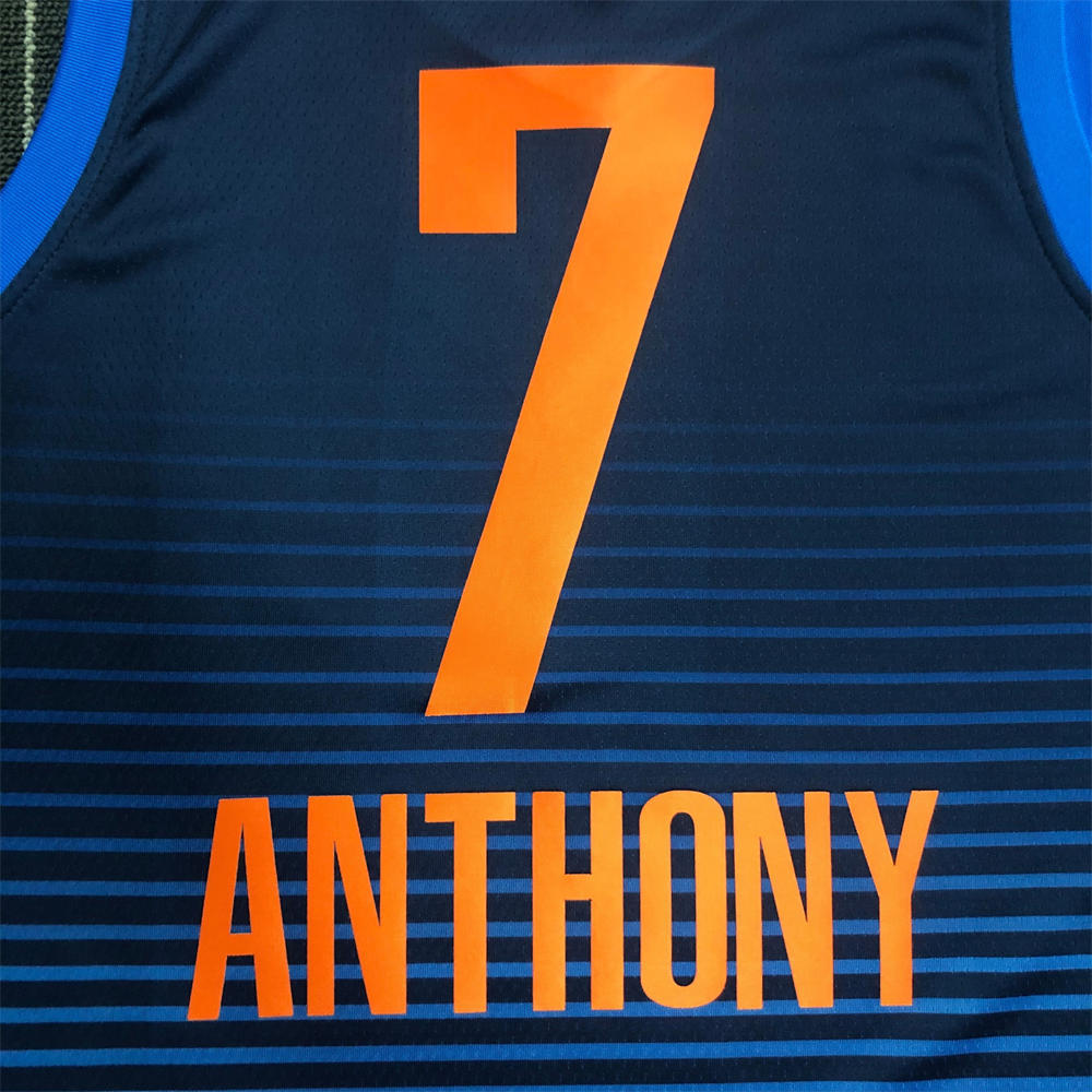 NBA Oklahoma City Thunder V-Neck Deep Blue Jersey ANTHONY#7 S-XXL