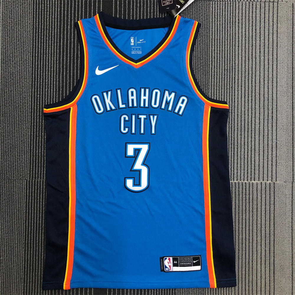 NBA Oklahoma City Thunder V-Neck Blue Jersey PAUL#3 S-XXL