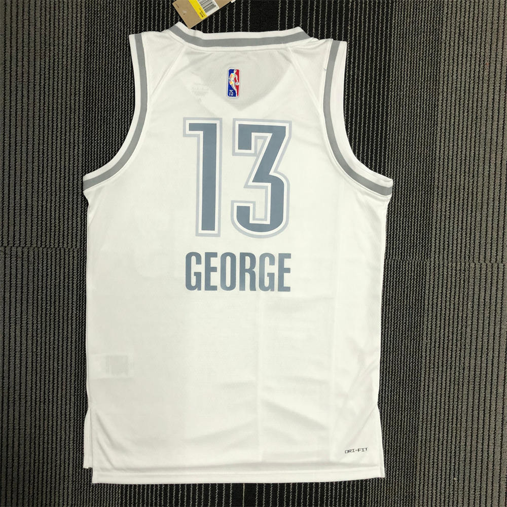 NBA Oklahoma City Thunder V-Neck White 75th Anniversary Jersey GEORGE#13 S-XXL