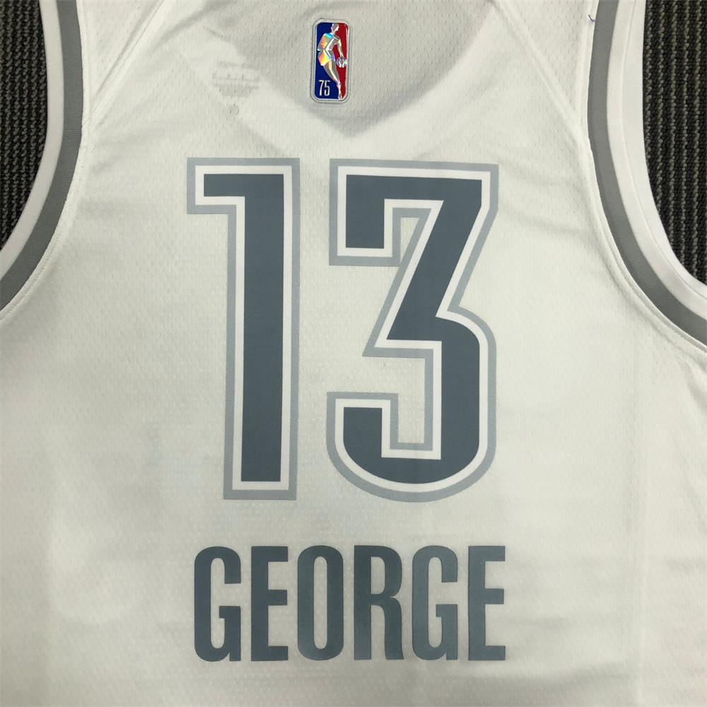 NBA Oklahoma City Thunder V-Neck White 75th Anniversary Jersey GEORGE#13 S-XXL