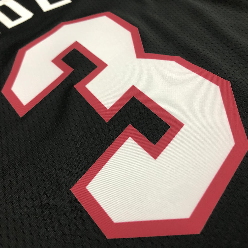 NBA Miami Hearts Round Neck Black 75th Anniversary Jersey WADE#3 S-XXL