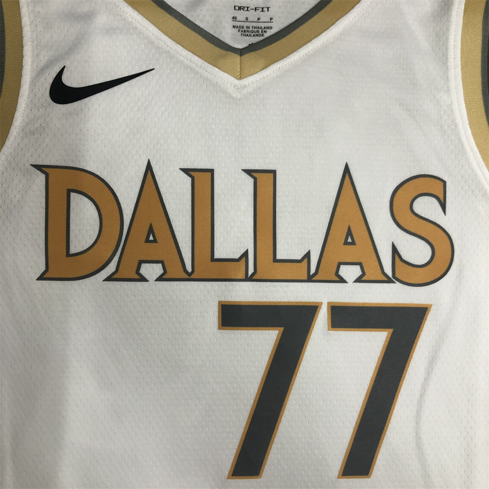 NBA Dallas Mavericks V-Neck White Jersey DONCIC#77 S-XXL