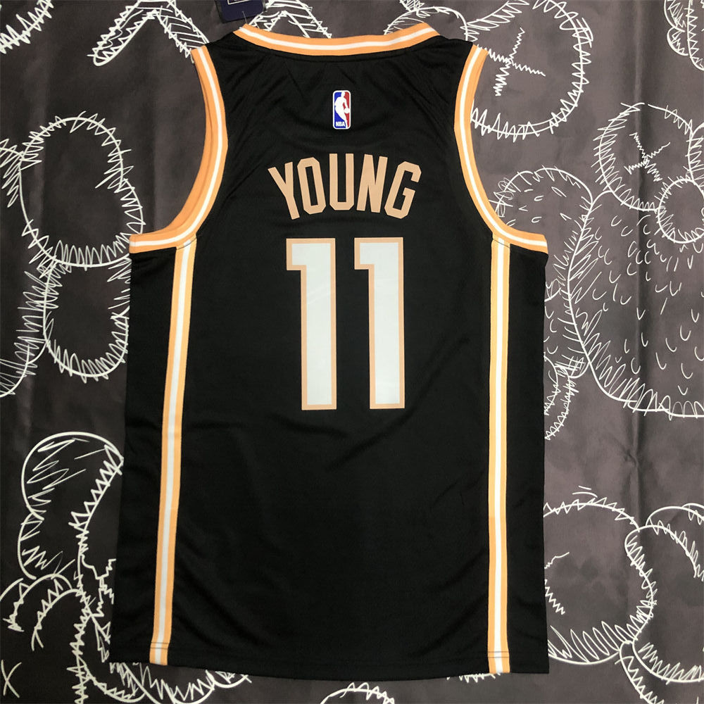 NBA Altanta Hawks Round Neck Black Jersey YOUNG#11 S-XXL