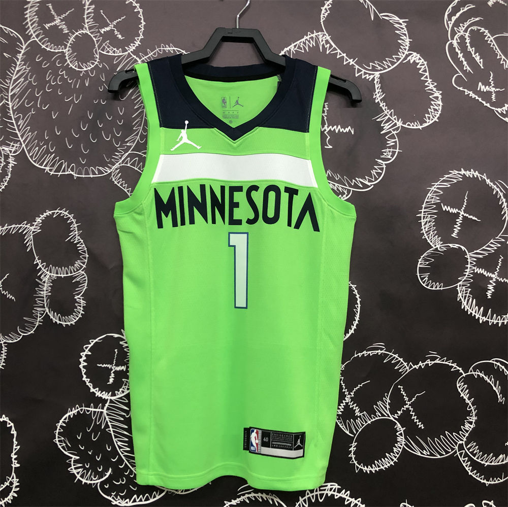 NBA Minnesota Timberwolves V-Neck Green EDWAROS#1 Jersey S-XXL