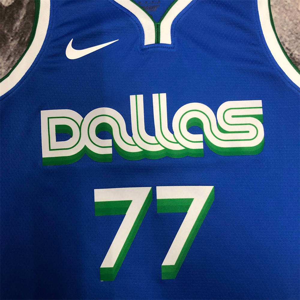 NBA Dallas Mavericks V-Neck Blue Jersey DONCIC#77 S-XXL
