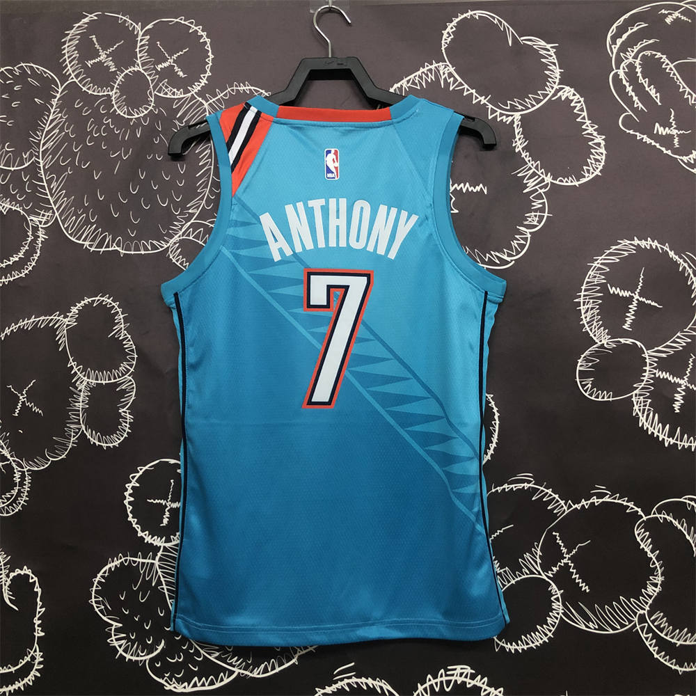 NBA Oklahoma City Thunder V-Neck Blue Jersey ANTHONY#7 S-XXL