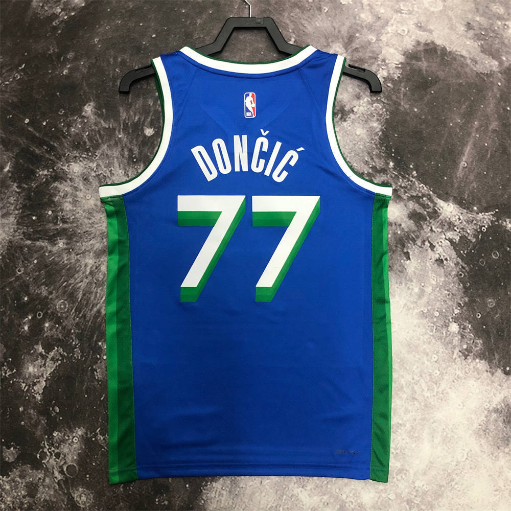 NBA Dallas Mavericks V-Neck Blue Jersey DONCIC#77 S-XXL