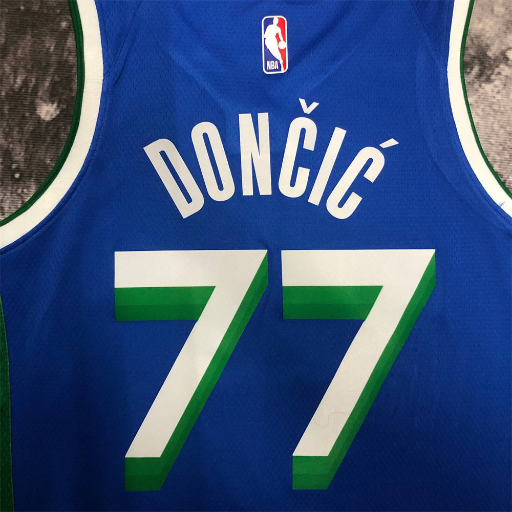 NBA Dallas Mavericks V-Neck Blue Jersey DONCIC#77 S-XXL