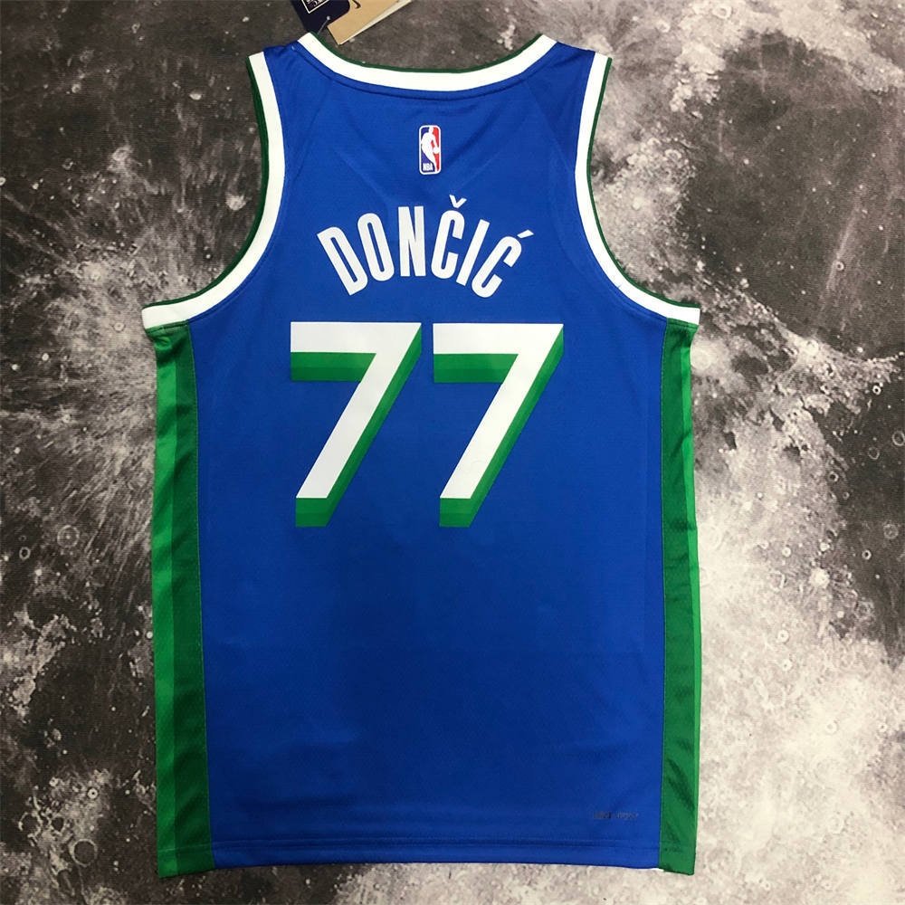 NBA Dallas Mavericks V-Neck Blue Jersey DONCIC#77 S-XXL