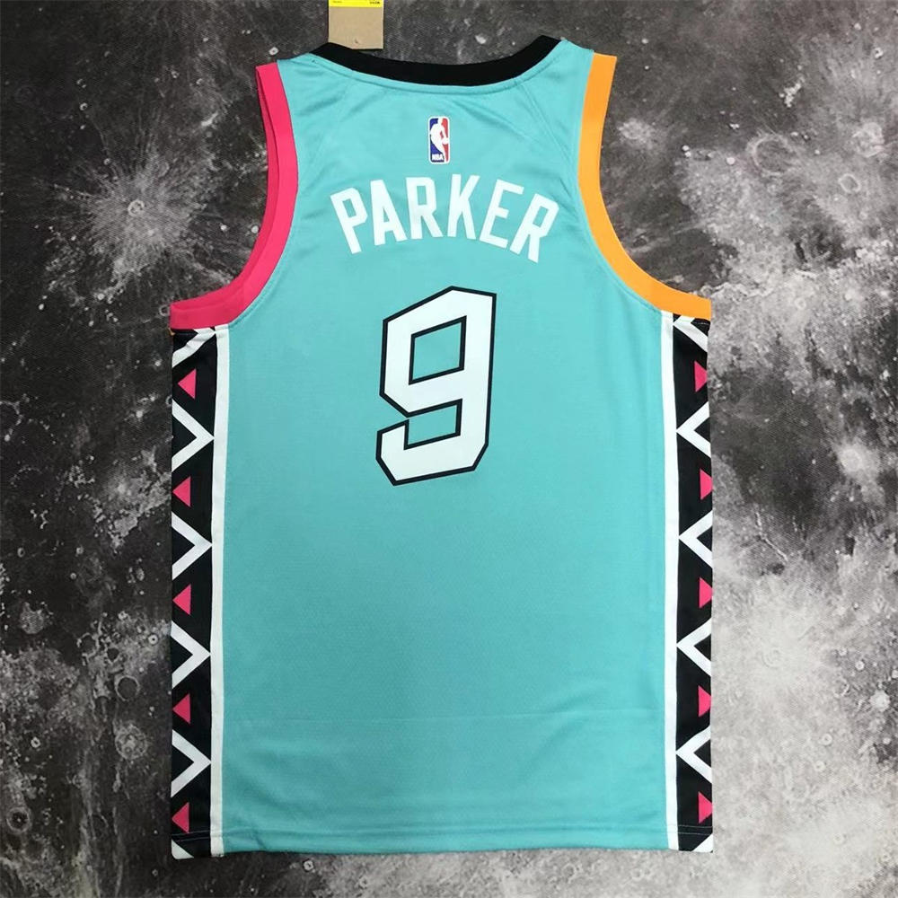 NBA San Antonio Spurs V-Neck Cyan jersey PARKER#9 S-XXL