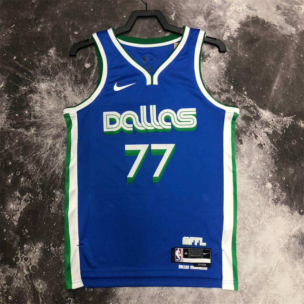 NBA Dallas Mavericks V-Neck Blue Jersey DONCIC#77 S-XXL