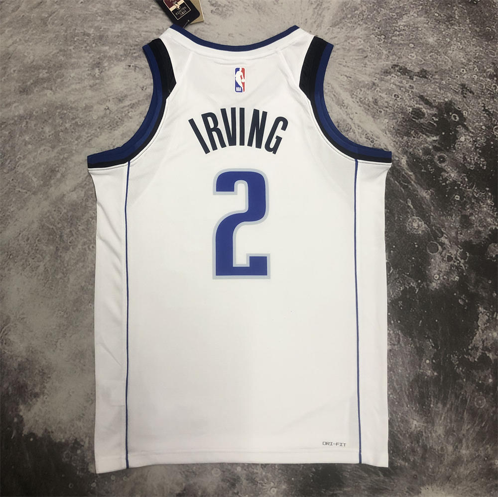 NBA Dallas Mavericks V-Neck White Jersey IRVING#2 S-XXL
