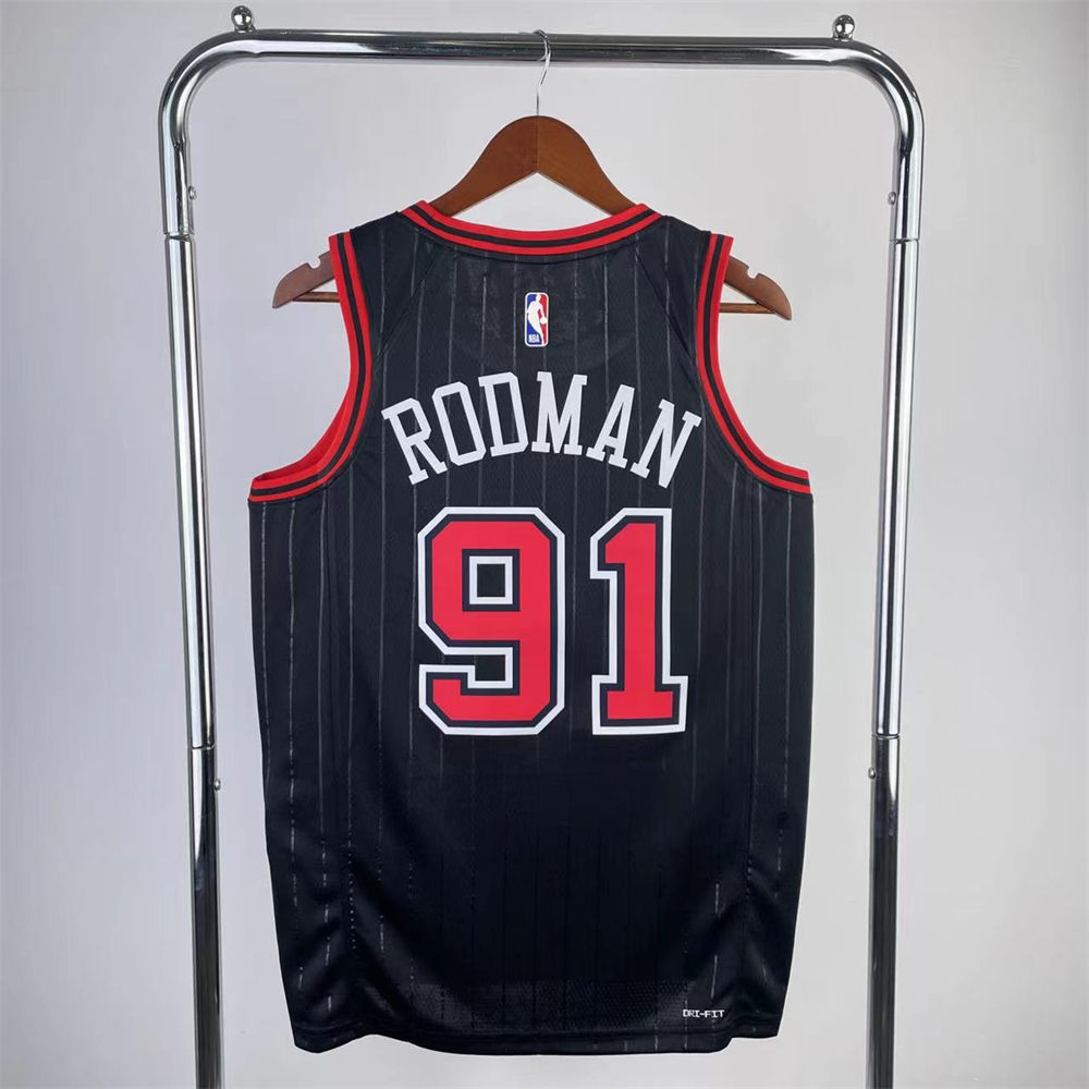 NBA Chicago Bulls Michael RODMAN#91 2022/23 Black JORDAN Edition Swingman Jersey S-XXL