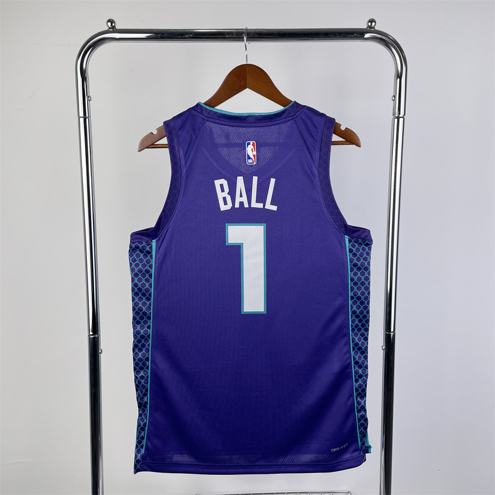 NBA Charlotte Hornets BALL#1 2022/23 Jordan Brand Purple Statement Edition Swingman Jersey S-XXL