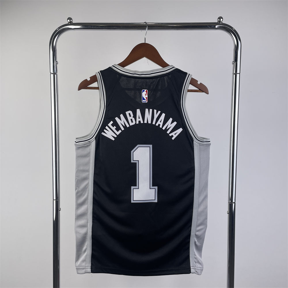 NBA San Antonio Spurs WEMBANYAMA#1 2022/23 Black Icon Edition Swingman Jersey S-XXL