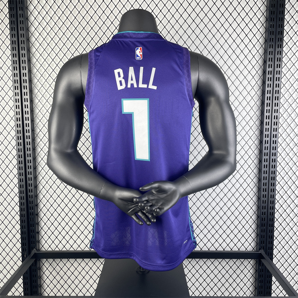 NBA Charlotte Hornets BALL#1 2022/23 Jordan Brand Purple Statement Edition Swingman Jersey S-XXL