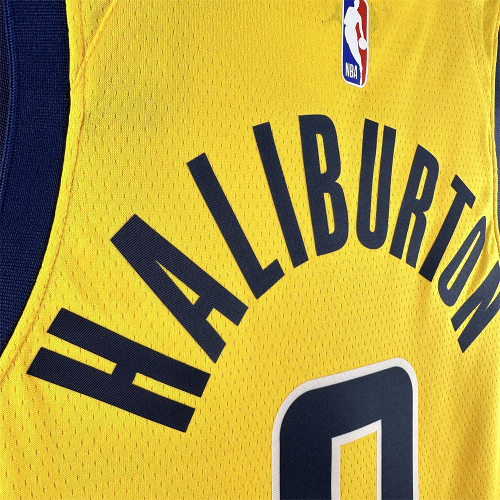 NBA Indiana Pacers 2024 JORDAN Edition V-Neck Yellow Jersey HALIBURTON#0 S-XXL