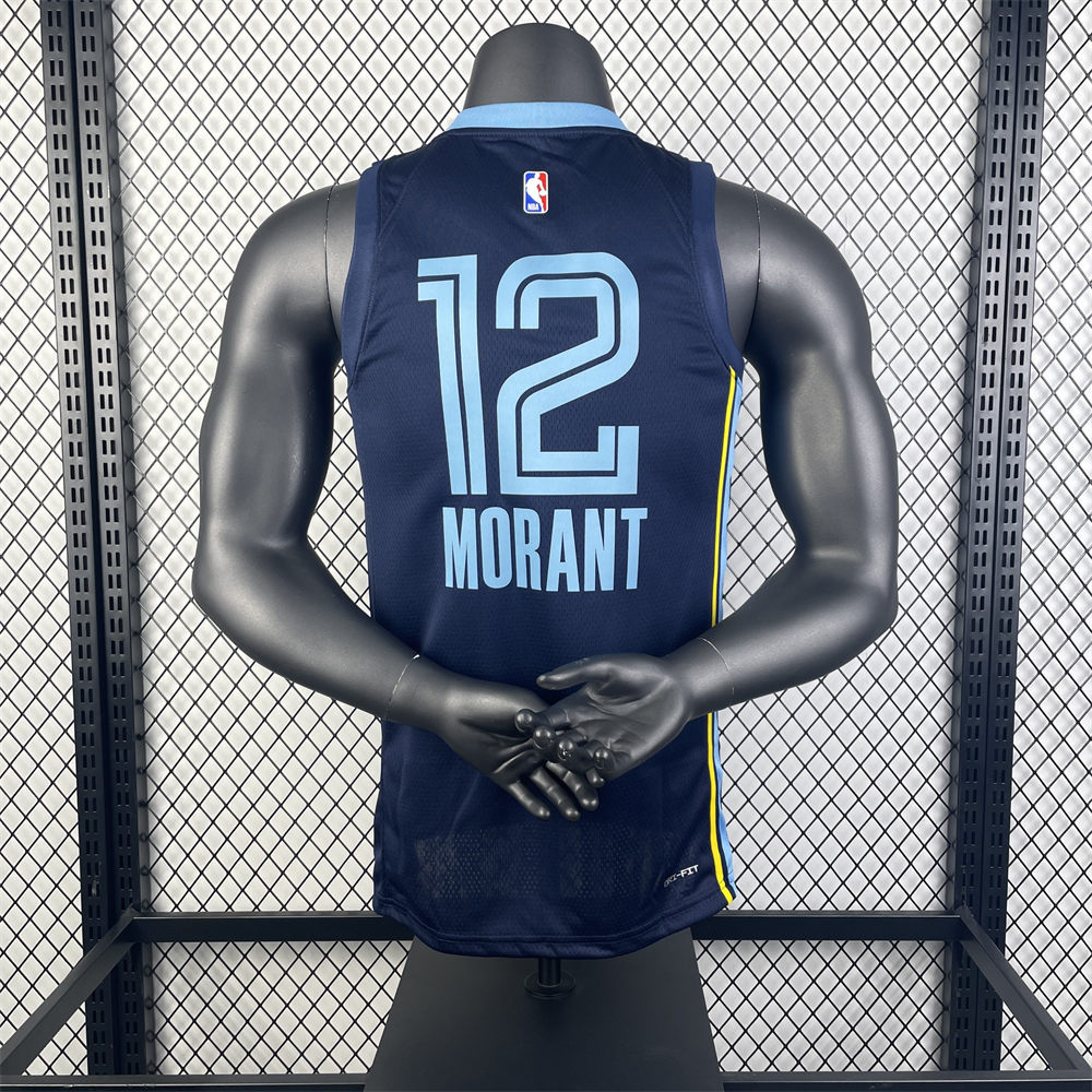 NBA Memphis Grizzies 2023 Round Neck Black Jersey MORANT#12 S-XXL