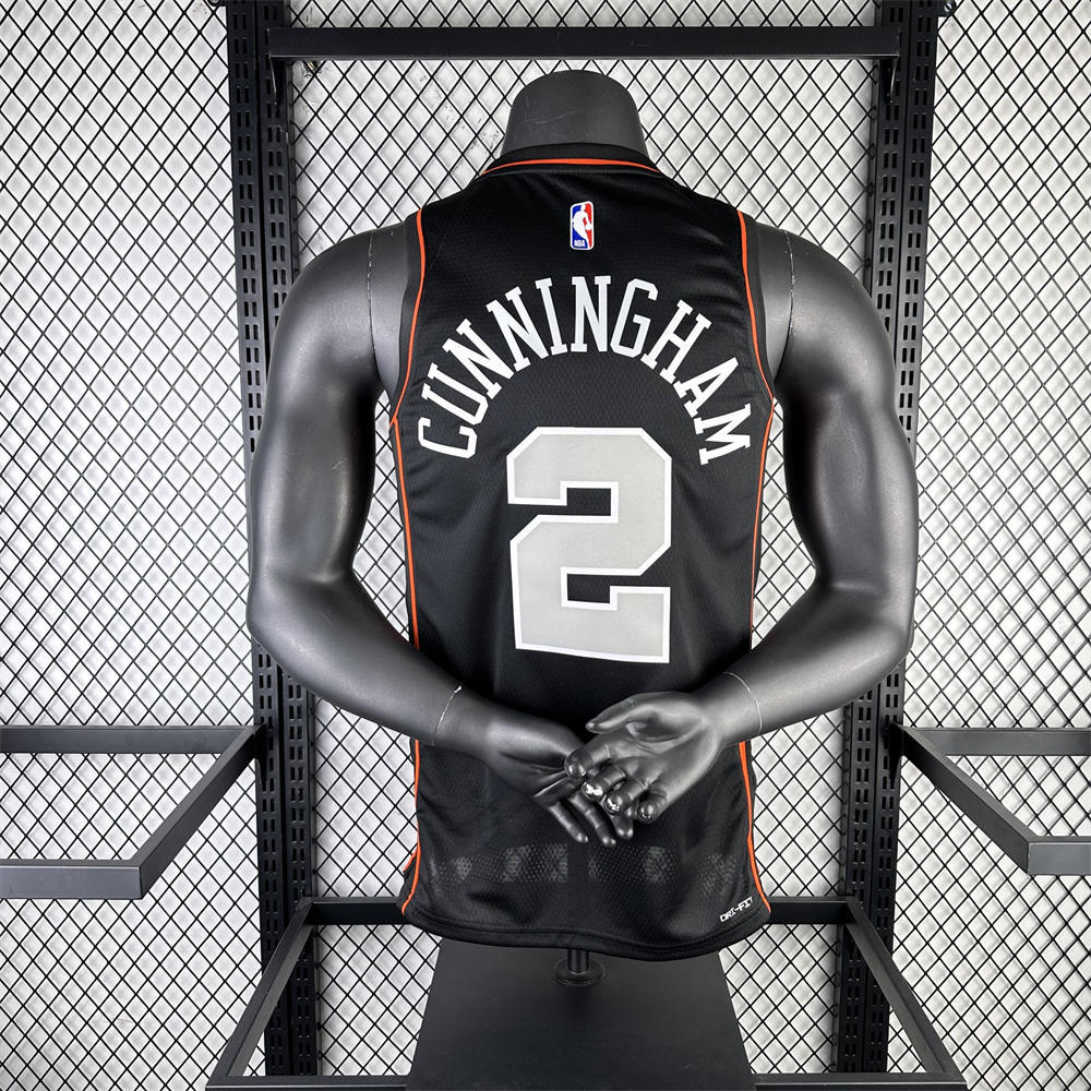 NBA Detroit Pistons 2023 CUNNINGHAM#2 Swingman City Edition Black Jersey S-XXL