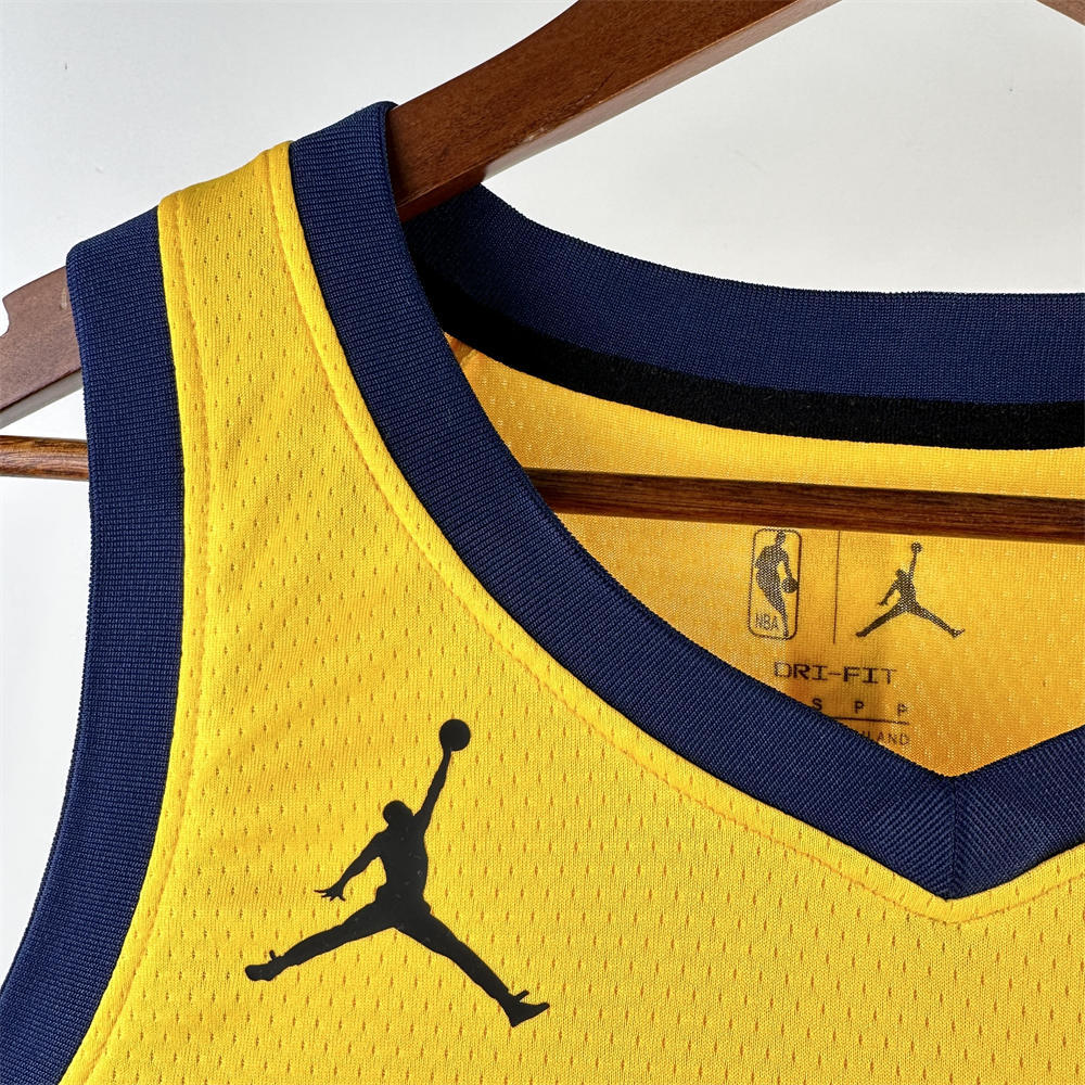 NBA Indiana Pacers 2024 JORDAN Edition V-Neck Yellow Jersey HALIBURTON#0 S-XXL