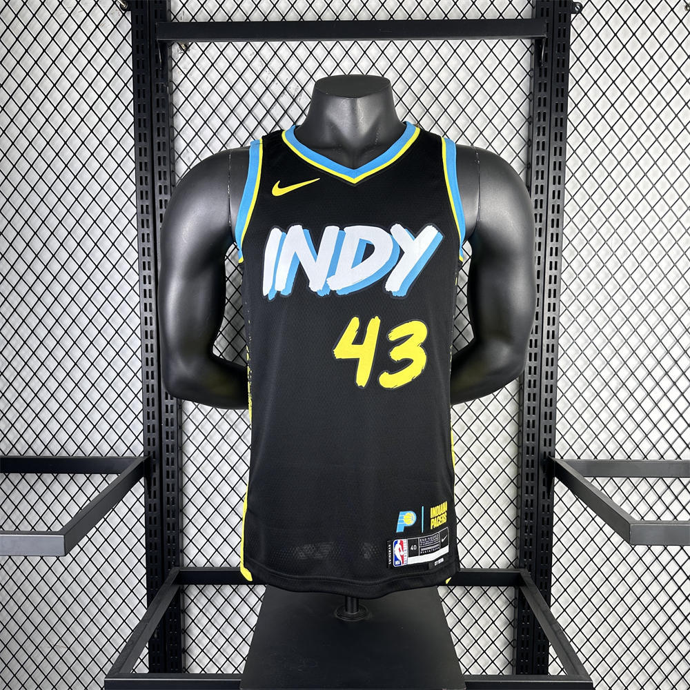 NBA Indiana Pacers 2024 City Edition V-Neck Black Jersey SIAKAM#43 S-XXL