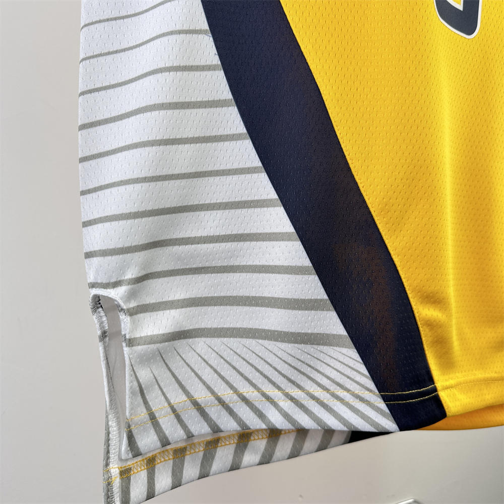 NBA Indiana Pacers 2024 JORDAN Edition V-Neck Yellow Jersey HALIBURTON#0 S-XXL