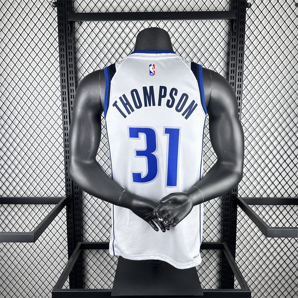 NBA Dallas Mavericks V-Neck White Jersey THOMPSON#31 1 S-XXL