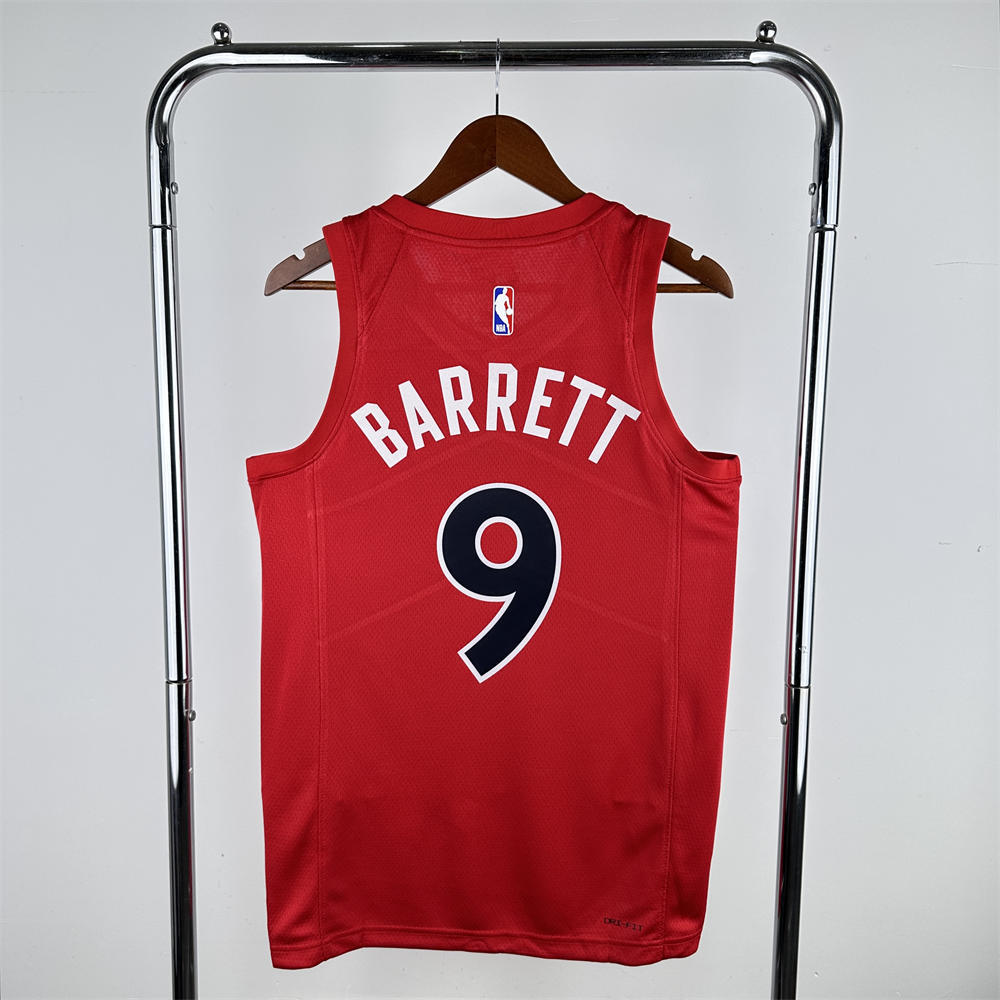 NBA Toronto Raptors V-Neck Red Jersey BARRETT#9 S-XXL