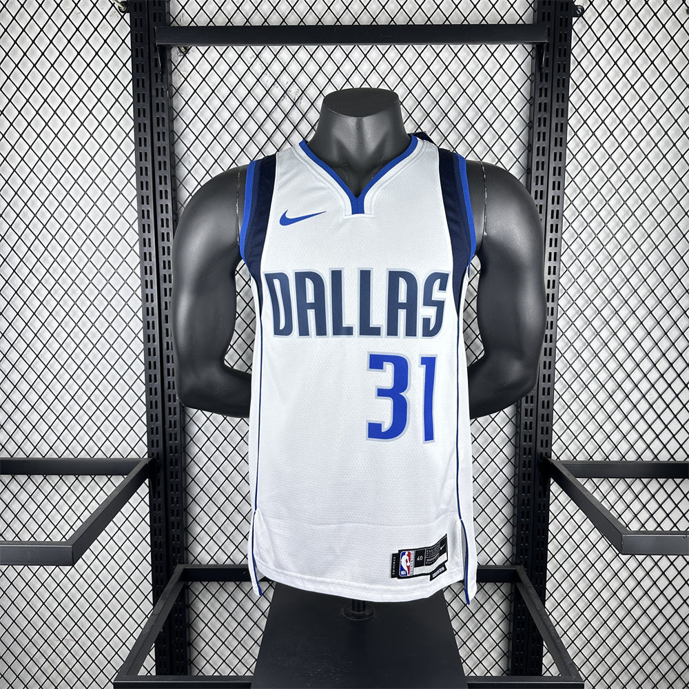 NBA Dallas Mavericks V-Neck White Jersey THOMPSON#31 1 S-XXL
