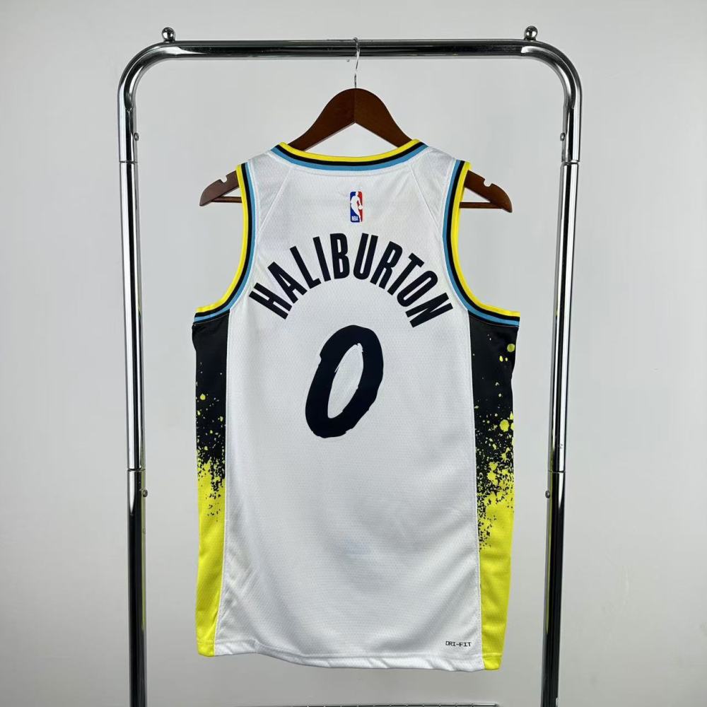 NBA Indiana Pacers 24/25 City Edition V-Neck White Jersey HALIBURTON#0 S-XXL