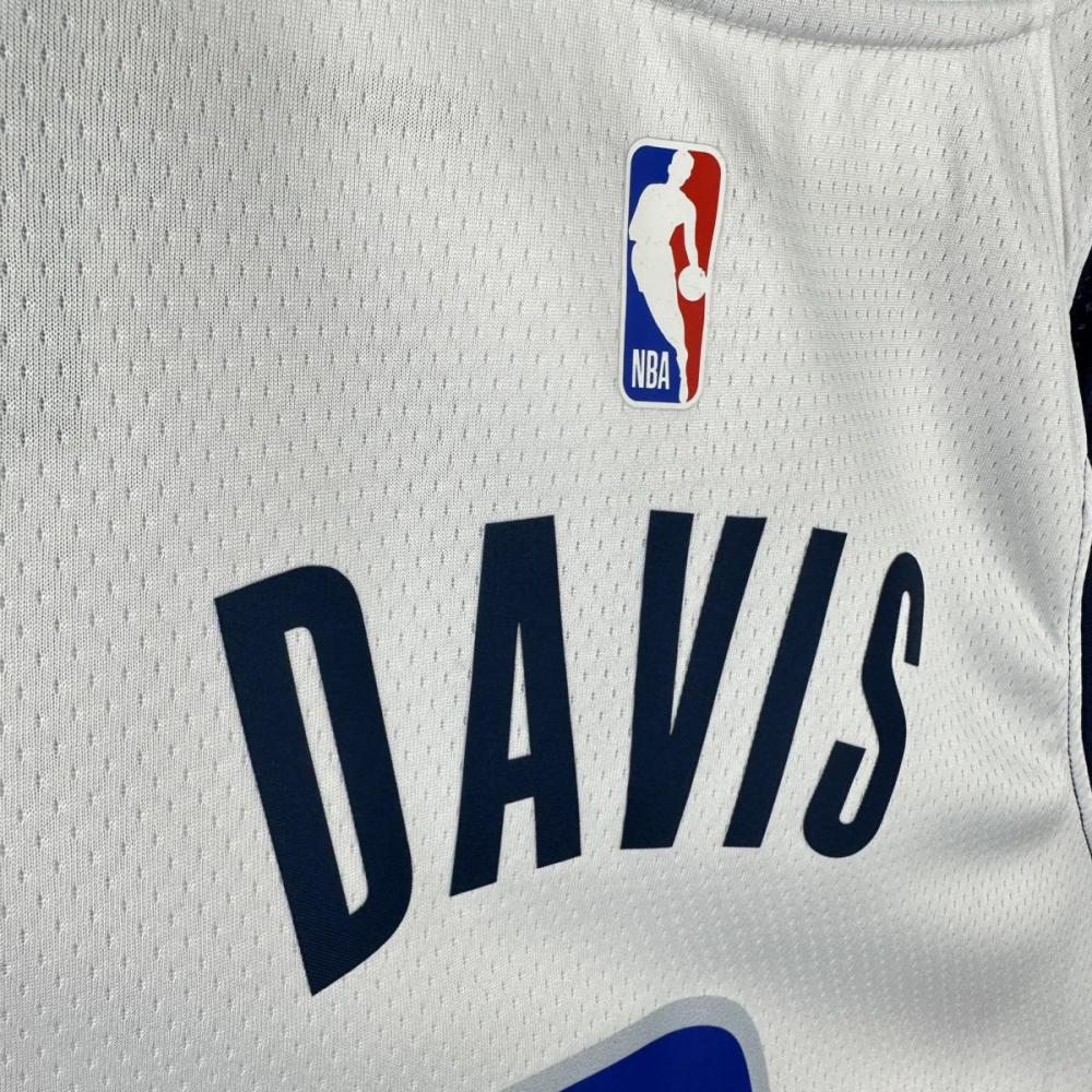 NBA Dallas Mavericks V-Neck White Jersey DAVIS#3 S-XXL