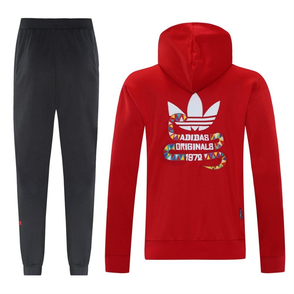 2025 Adidas Red Hoodie Jacket Kit Set Football Team Shirt Sports Fashion